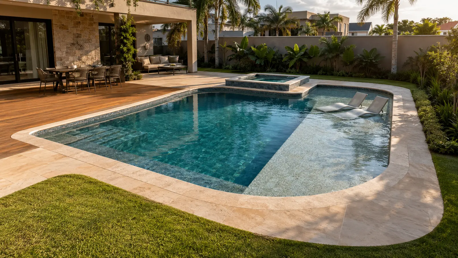 Referência visual de piscina personalizada finalizada