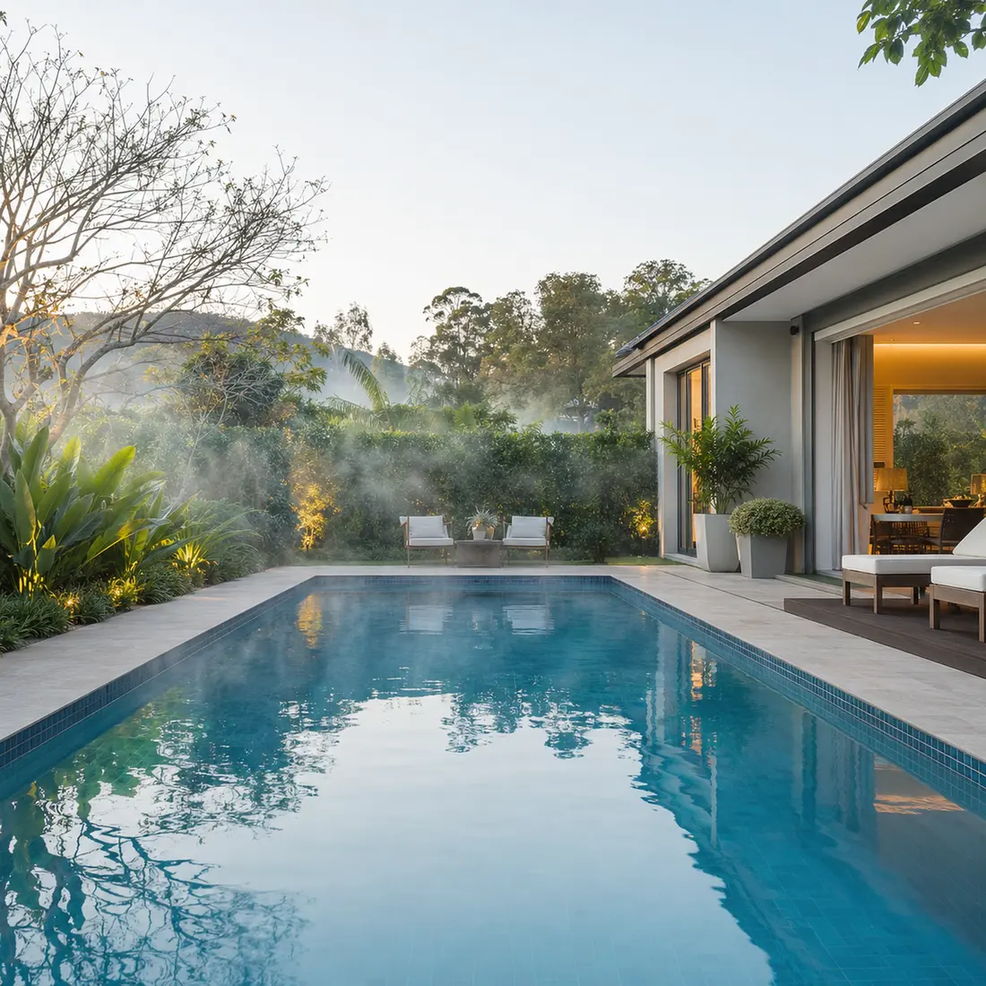 Piscina residencial em ambiente de lazer